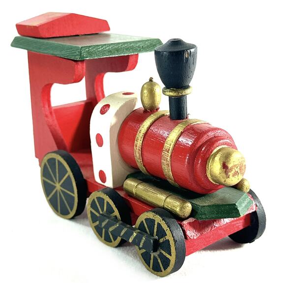 Vintage Christmas Wooden Locomotive Train Car - Picture 2 of 8